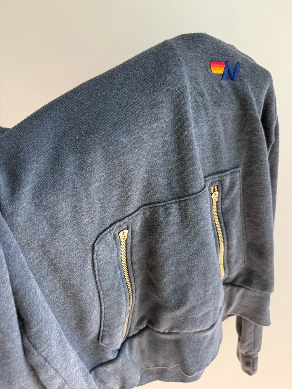 Aviator nation $400 set Charcoal Hoodie & Jogger Set with Rainbow Stripe - Picture 6 of 14